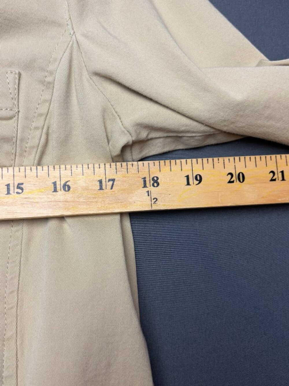 J Jill Live in Chino Size 6 Shirt Dress Khaki Cargo Roll Tab Sleeves Tan Minimal - Picture 8 of 8